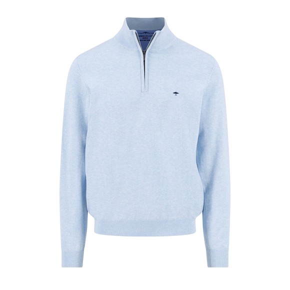 Fynch Hatton Mens Blue Troyer Quarter Zip Jumper main image