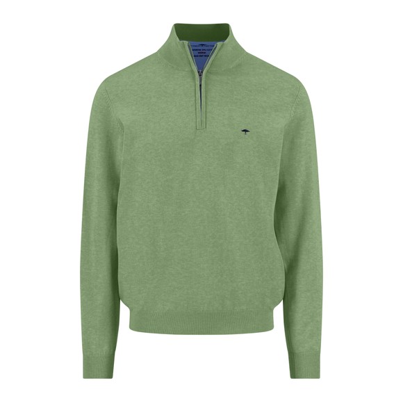 Fynch Hatton Mens Green Troyer Quarter Zip Jumper main image