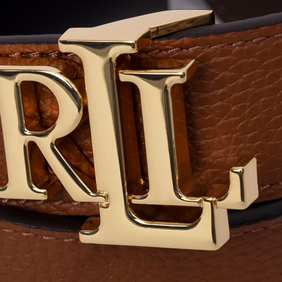 Polo Ralph Lauren Womens Brown Logo Reversible Pebbled Leather Belt #3