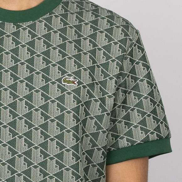 Lacoste Mens Green Monogram Jacquard T-Shirt #3