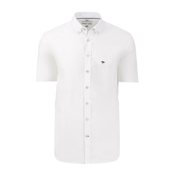 Fynch Hatton Mens White Short Sleeve Supersoft Oxford Shirt main image