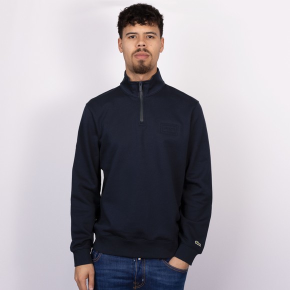 Lacoste Mens Blue Embossed Logo Quarter Zip Sweatshirt #3