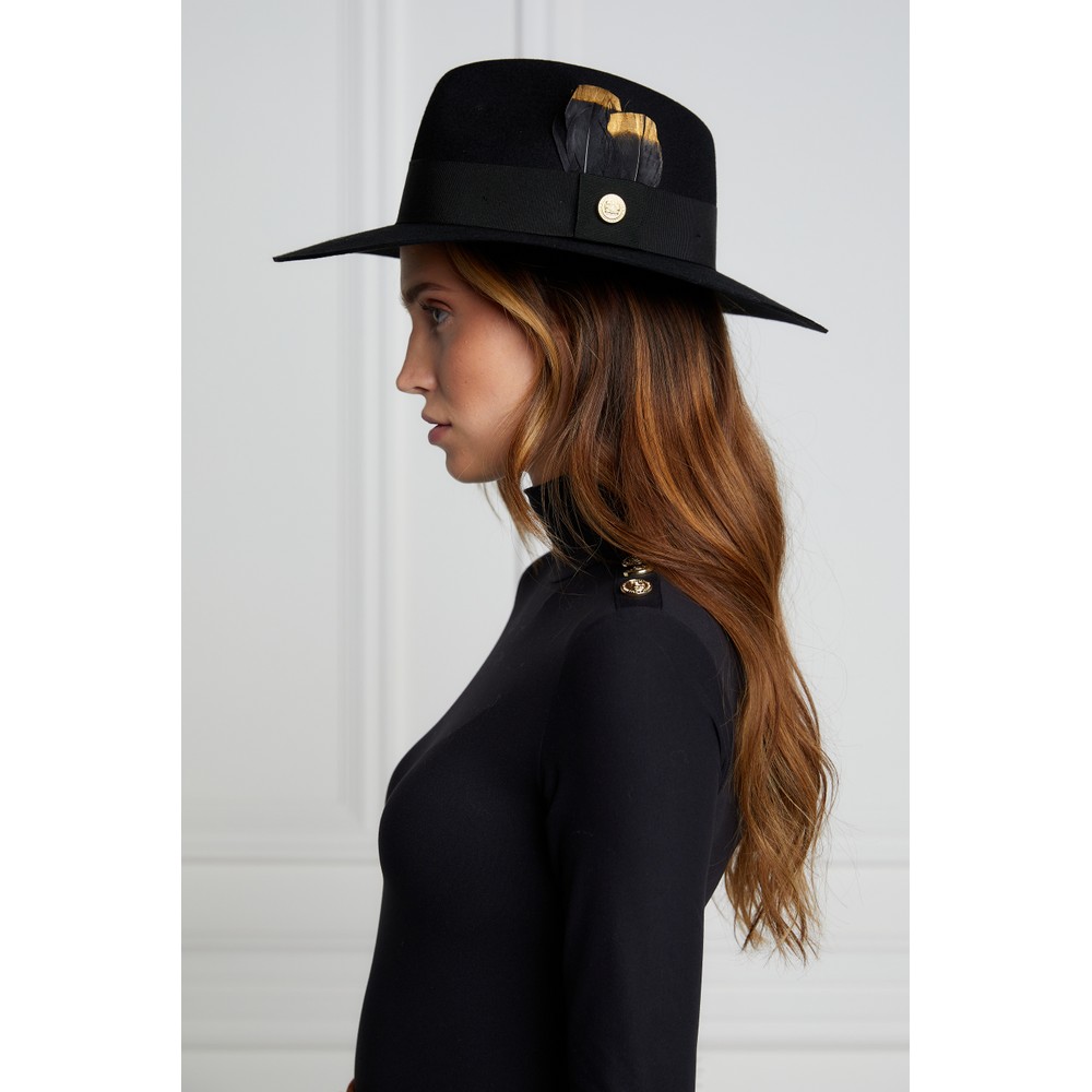 Gold Feather Trilby Hat