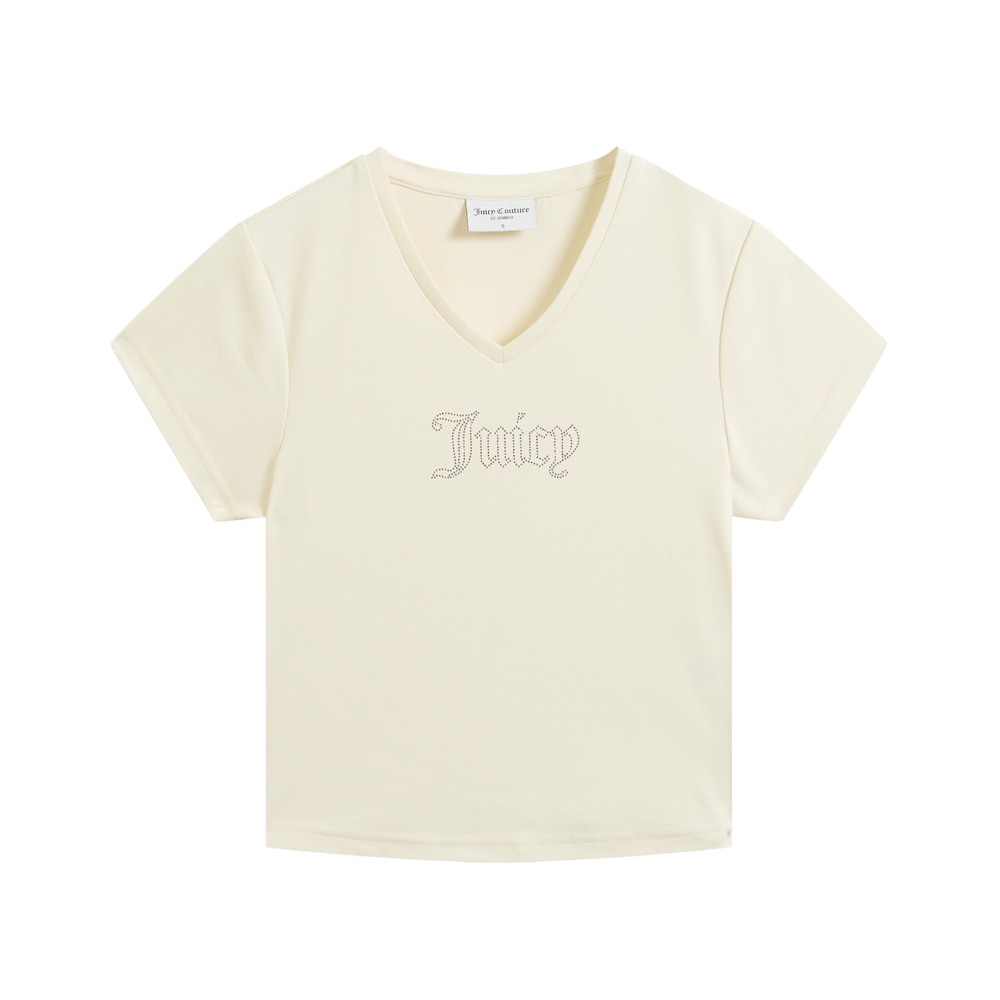 Capped Sleeve V Neck T Shirt