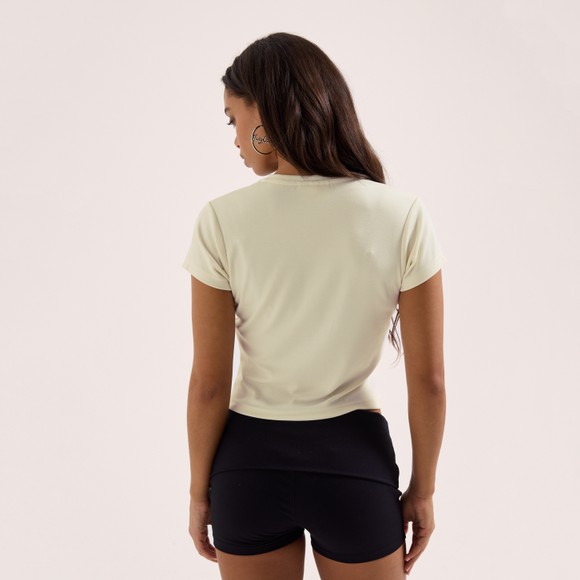 Juicy Couture Womens Off-White Capped Sleeve V Neck T Shirt #4