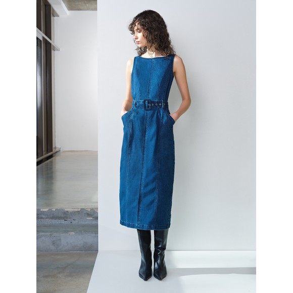 French Connection Womens Blue Arywoode Denim Midi Dress #2