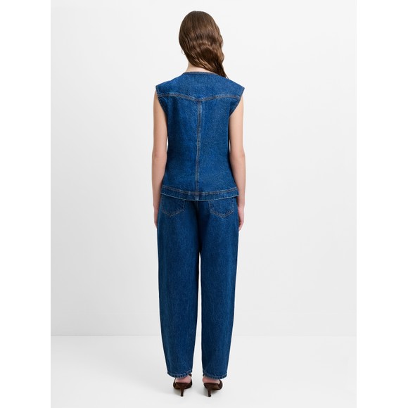 French Connection Womens Blue Dallas Denim Waistcoat #3