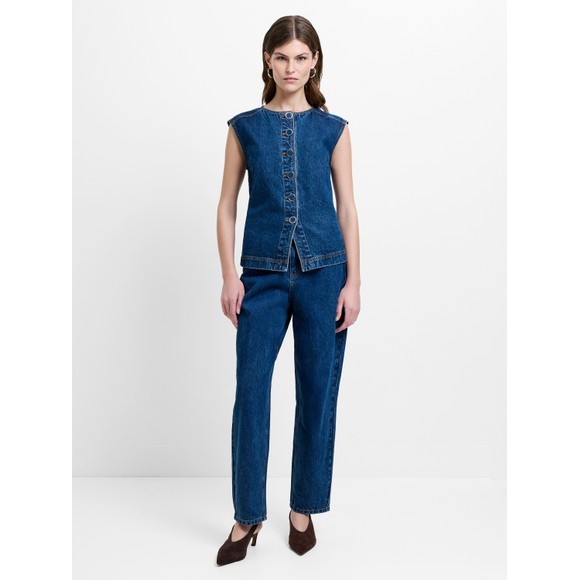 French Connection Womens Blue Dallas Denim Waistcoat #4