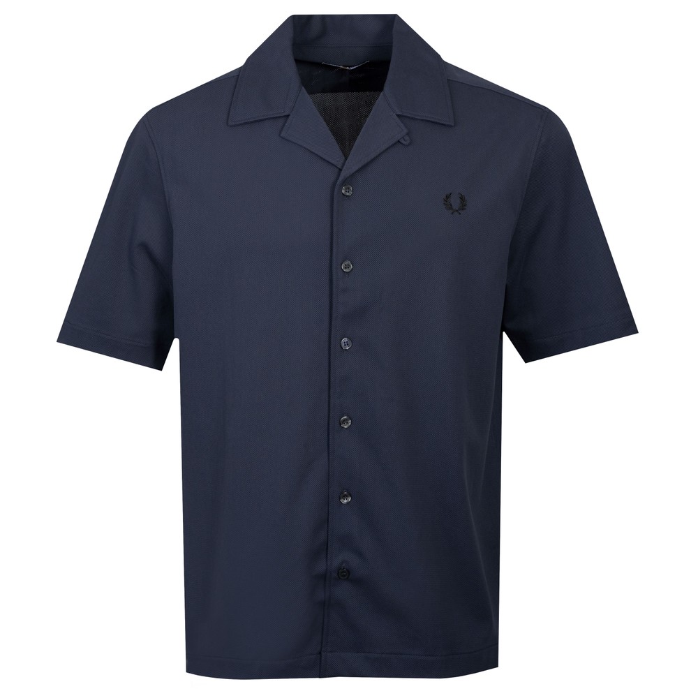 Compress Mesh Revere Collar Short Sleeve Shirt