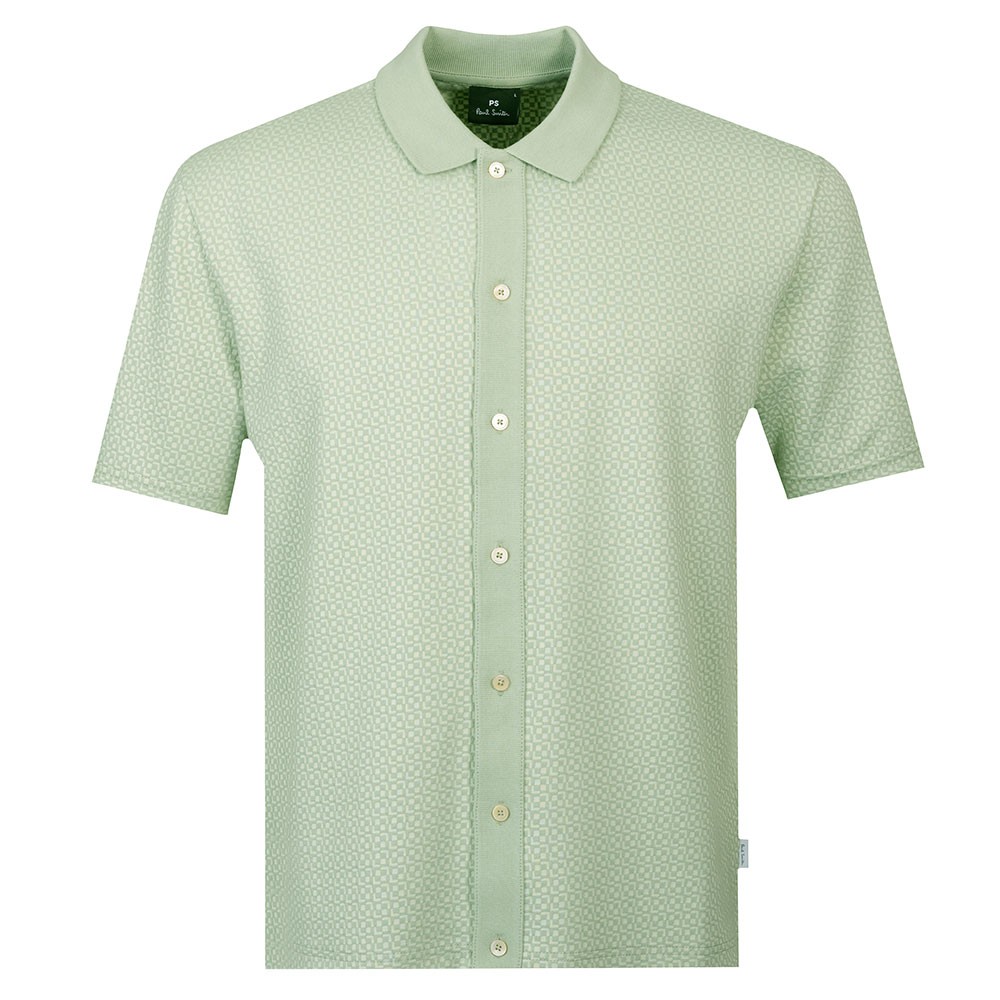 All Over Pattern Button Through Polo Shirt