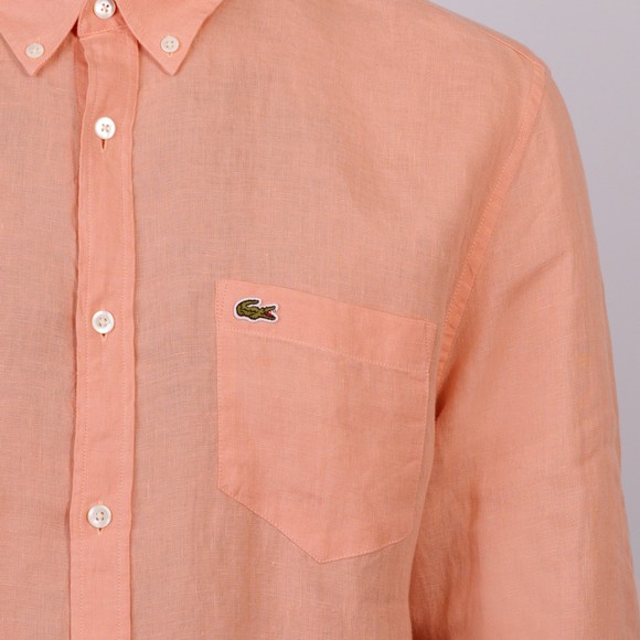 Lacoste Mens Orange CH5692 Linen Shirt #3