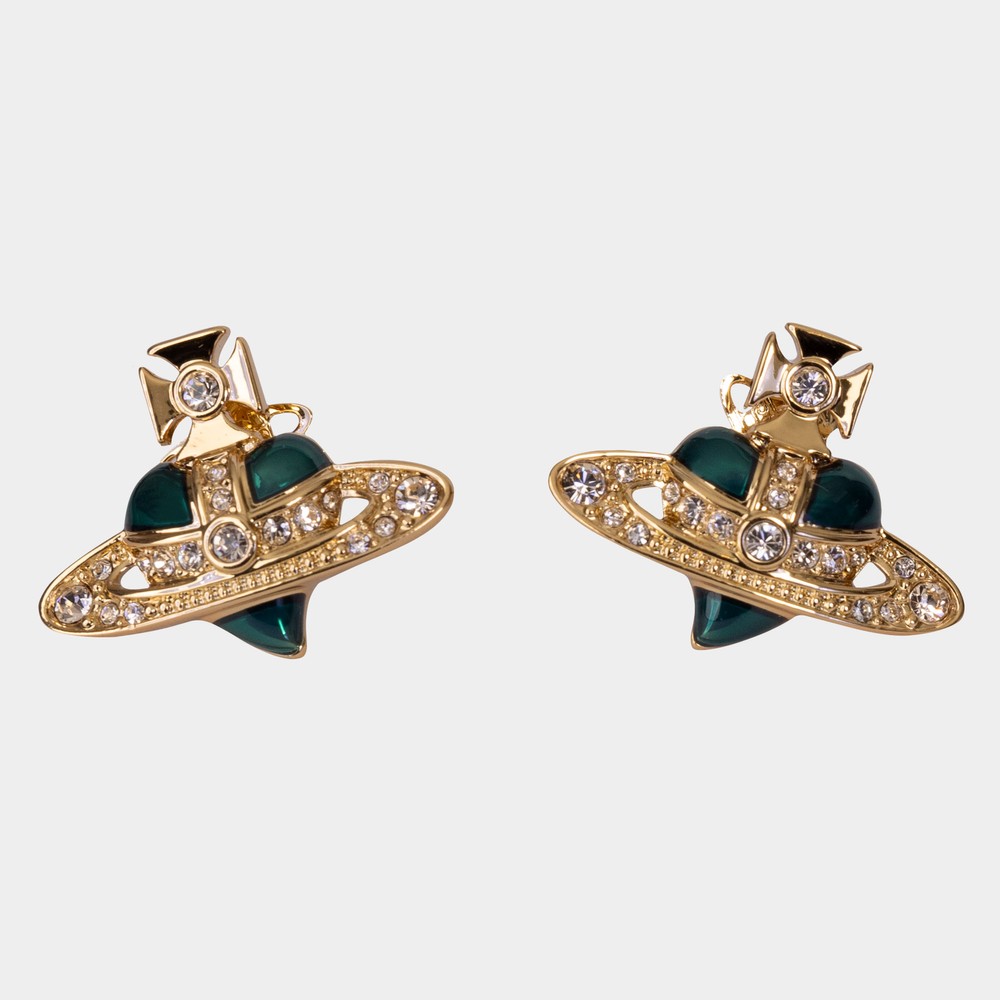 New Diamante Heart Earrings