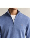 Gant Mens Blue Classic Cotton Half Zip Jumper