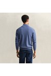 Gant Mens Blue Classic Cotton Half Zip Jumper