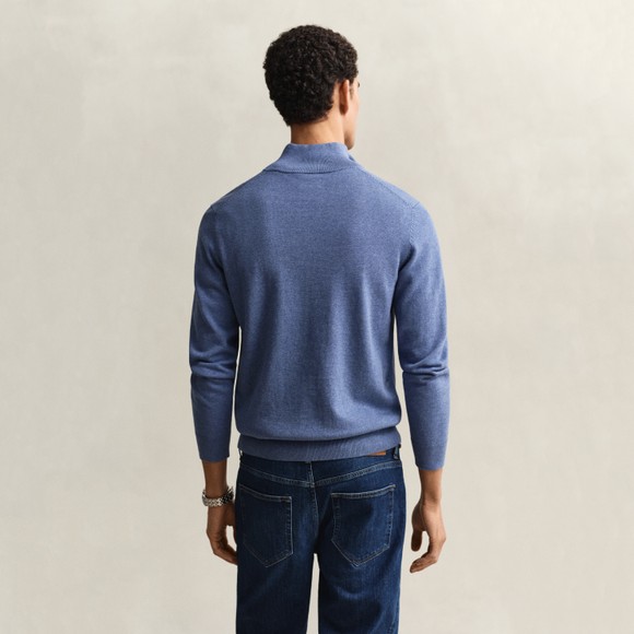 Gant Mens Blue Classic Cotton Half Zip Jumper main image