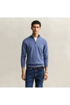 Gant Mens Blue Classic Cotton Half Zip Jumper