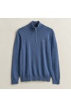 Gant Mens Blue Classic Cotton Half Zip Jumper