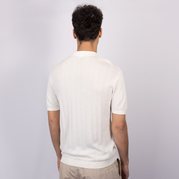 Emporio Armani Mens Off-White Textured Zip Polo Shirt #3