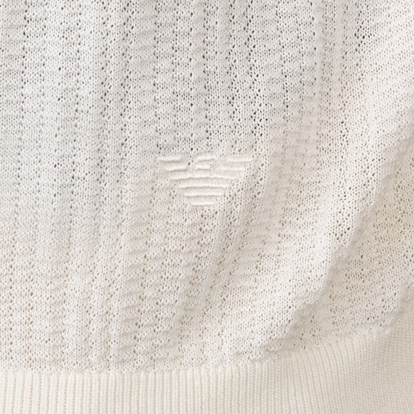 Emporio Armani Mens Off-White Textured Zip Polo Shirt #4