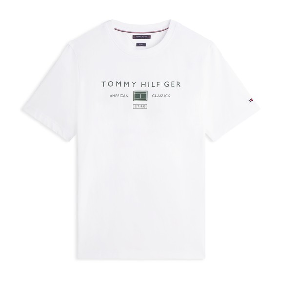 Tommy Hilfiger Mens White Brand Love Mono Stack T-Shirt