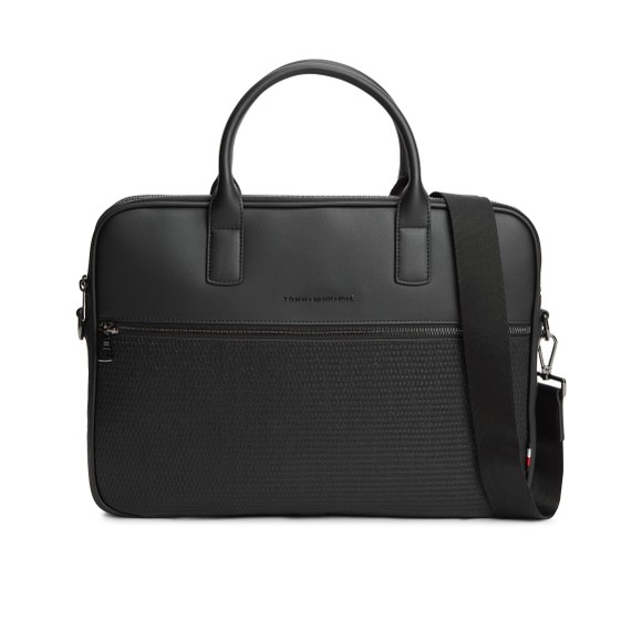 Tommy Hilfiger Mens Black Woven Computer Bag