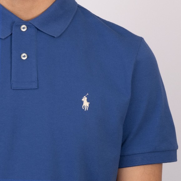 Polo Ralph Lauren Mens Blue Custom Slim Fit Short Sleeve Polo Shirt #3