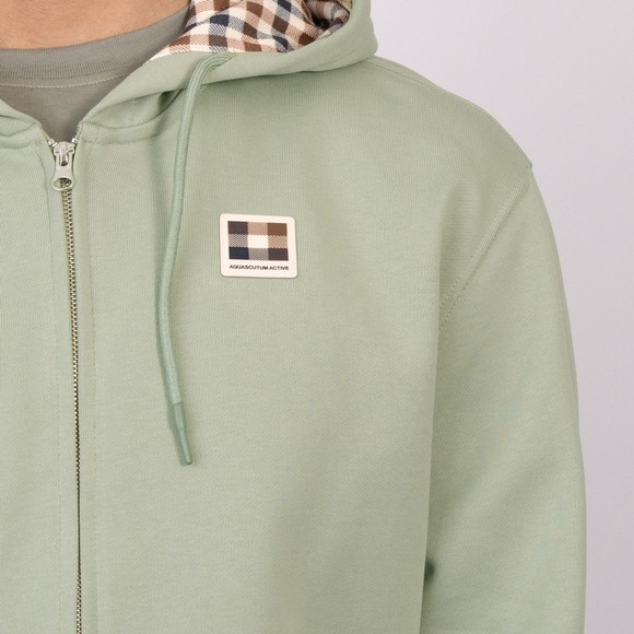 Aquascutum Mens Green Badge Full Zip Hooded Sweatshirt #3