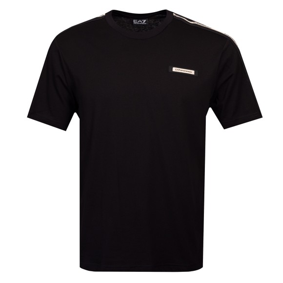EA7 Emporio Armani Mens Black Train Logo Series Shoulder Tape T-Shirt