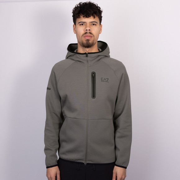 EA7 Emporio Armani Mens Grey Ventus7 Natural Full Zip Hoodie
