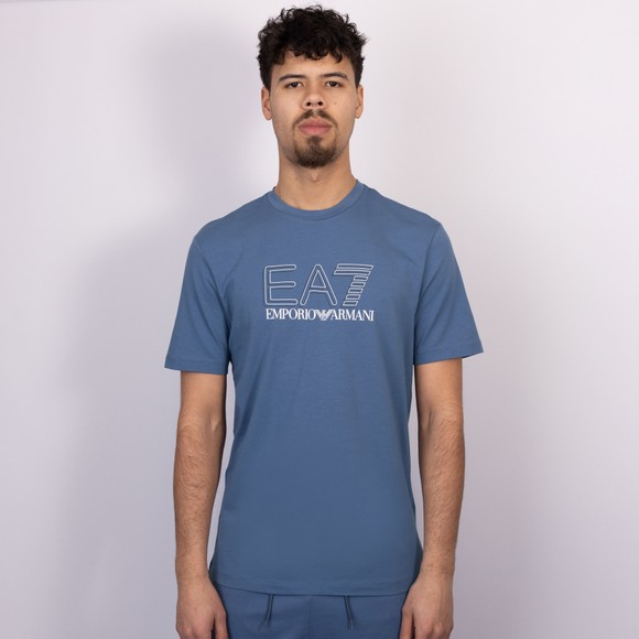 EA7 Emporio Armani Mens Blue Train Visibility Big Logo T-Shirt
