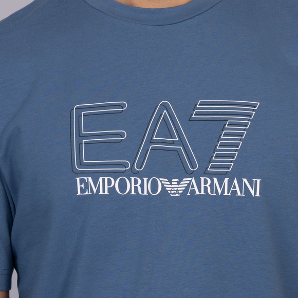 EA7 Emporio Armani Mens Blue Train Visibility Big Logo T-Shirt main image