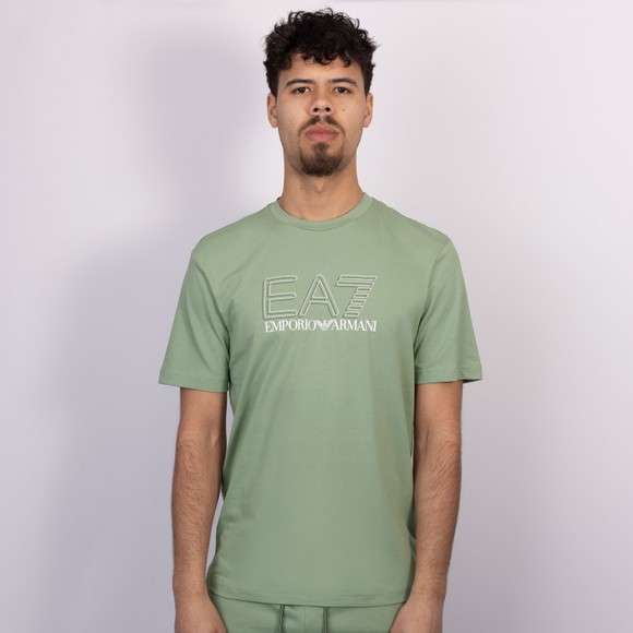 EA7 Emporio Armani Mens Green Train Visibility Big Logo T-Shirt