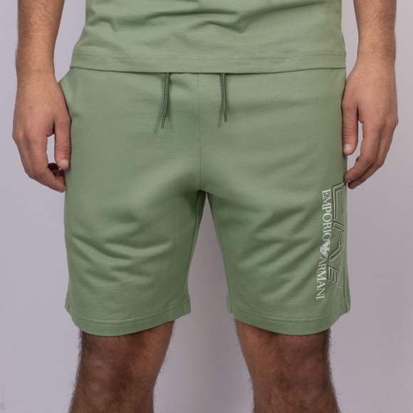 EA7 Emporio Armani Mens Green Train Visibility Sweat Short