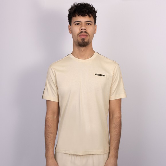 EA7 Emporio Armani Mens Beige Train Logo Series Shoulder Tape T-Shirt main image