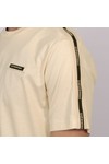 EA7 Emporio Armani Mens Beige Train Logo Series Shoulder Tape T-Shirt