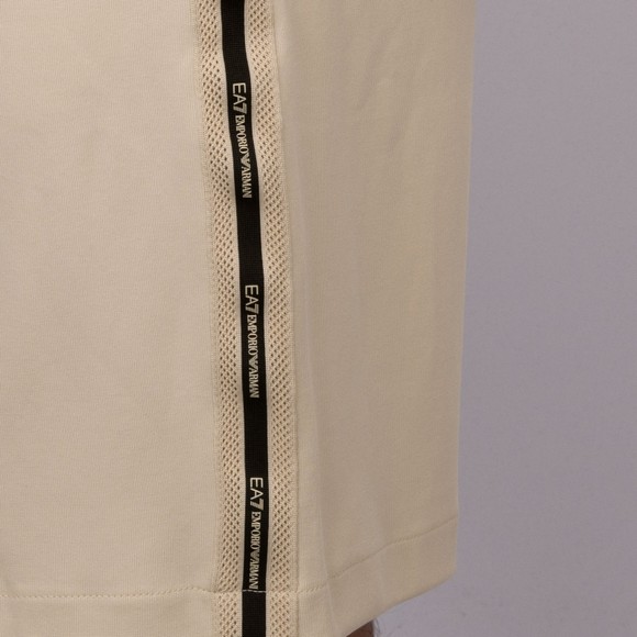 EA7 Emporio Armani Mens Beige Train Logo Series Side Tape Sweat Short