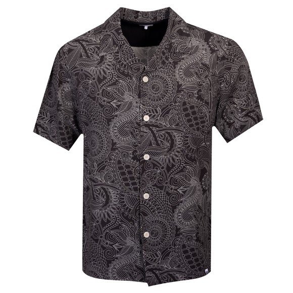 Pretty Green Mens Black Resonance Linear Paisley Shirt