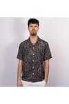 Pretty Green Mens Black Resonance Linear Paisley Shirt