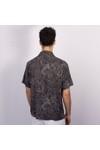 Pretty Green Mens Black Resonance Linear Paisley Shirt