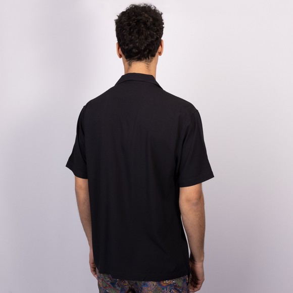 Pretty Green Mens Black Islington Cuban Collar Short Sleeve Shirt main image