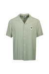 Pretty Green Mens Green Islington Cuban Collar Shirt
