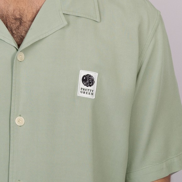 Pretty Green Mens Green Islington Cuban Collar Shirt main image