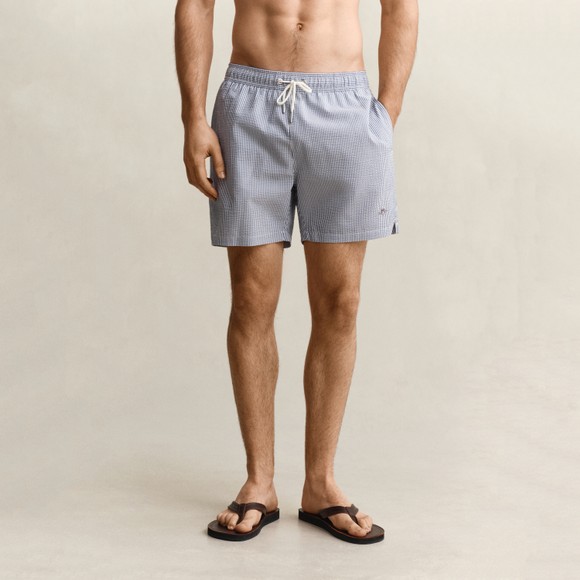 Gant Mens Blue Striped Seersucker Swim Shorts