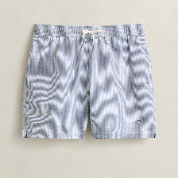 Gant Mens Blue Striped Seersucker Swim Shorts