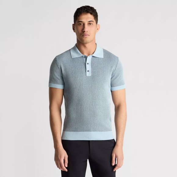Remus Mens Blue Knitted Polo