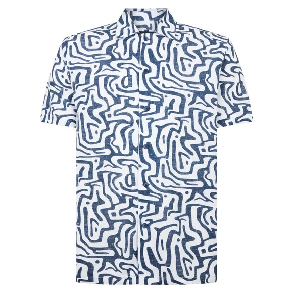 Remus Mens Blue Pattern Linen Shirt