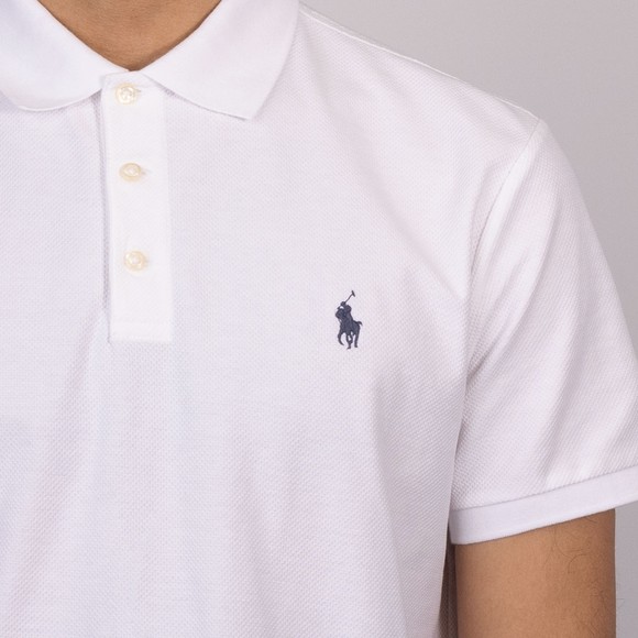 Polo Ralph Lauren Mens White Custom Slim Fit Honeycomb-Mesh Polo Shirt #3