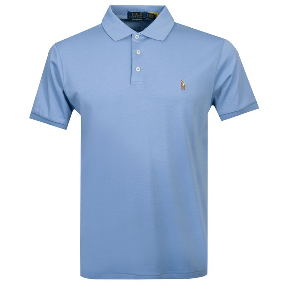 Polo Ralph Lauren Mens Blue Custom Slim Fit Pima Polo Shirt #1