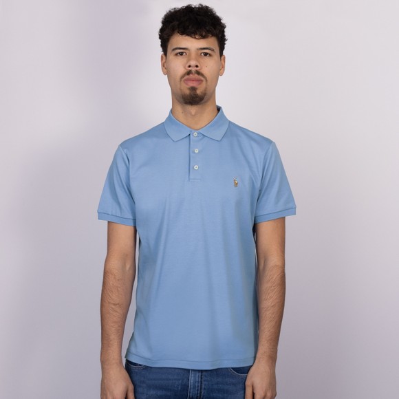 Polo Ralph Lauren Mens Blue Custom Slim Fit Pima Polo Shirt #2