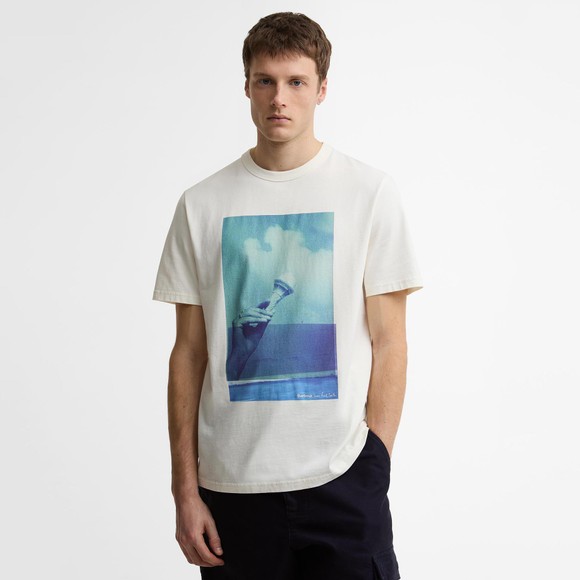 Barbour X Paul Smith Mens White Scoop T-Shirt #3